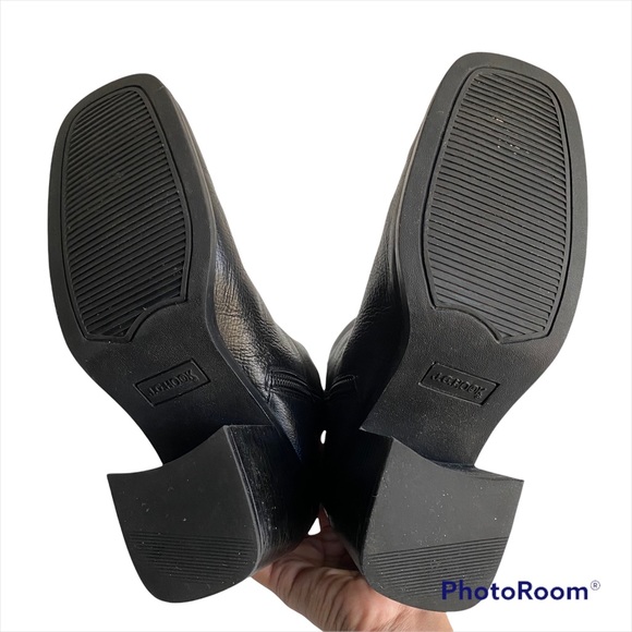 J.G. Hook Black Leather Block Heel Y2K Ankle Boots - Picture 4 of 7